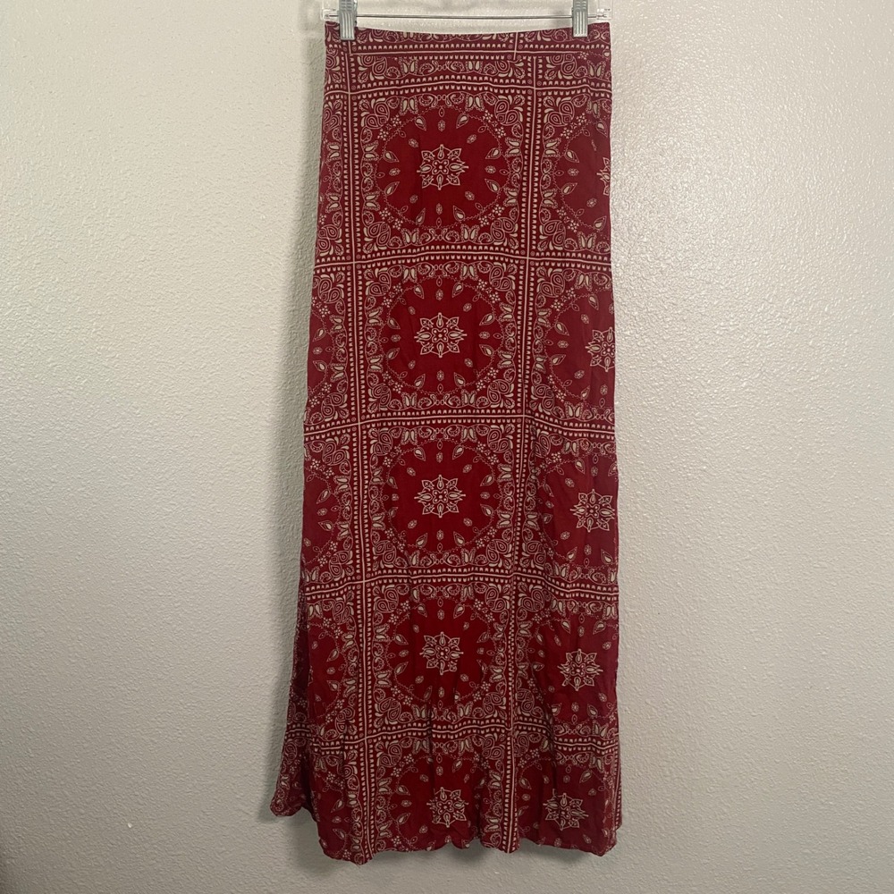 Bandana Maxi Skirt Small Red Country Western Cowgirl Rodeo Praire Lightweight